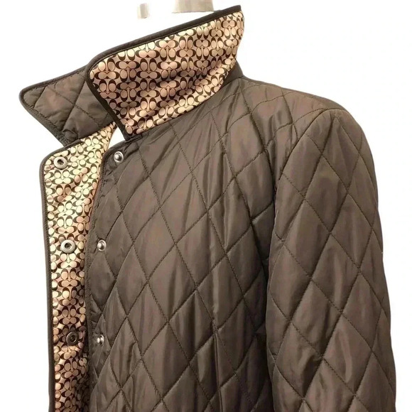 Coach Brown Diamond Quilted with Signature C Lining Jacket - Picture 5 of 12